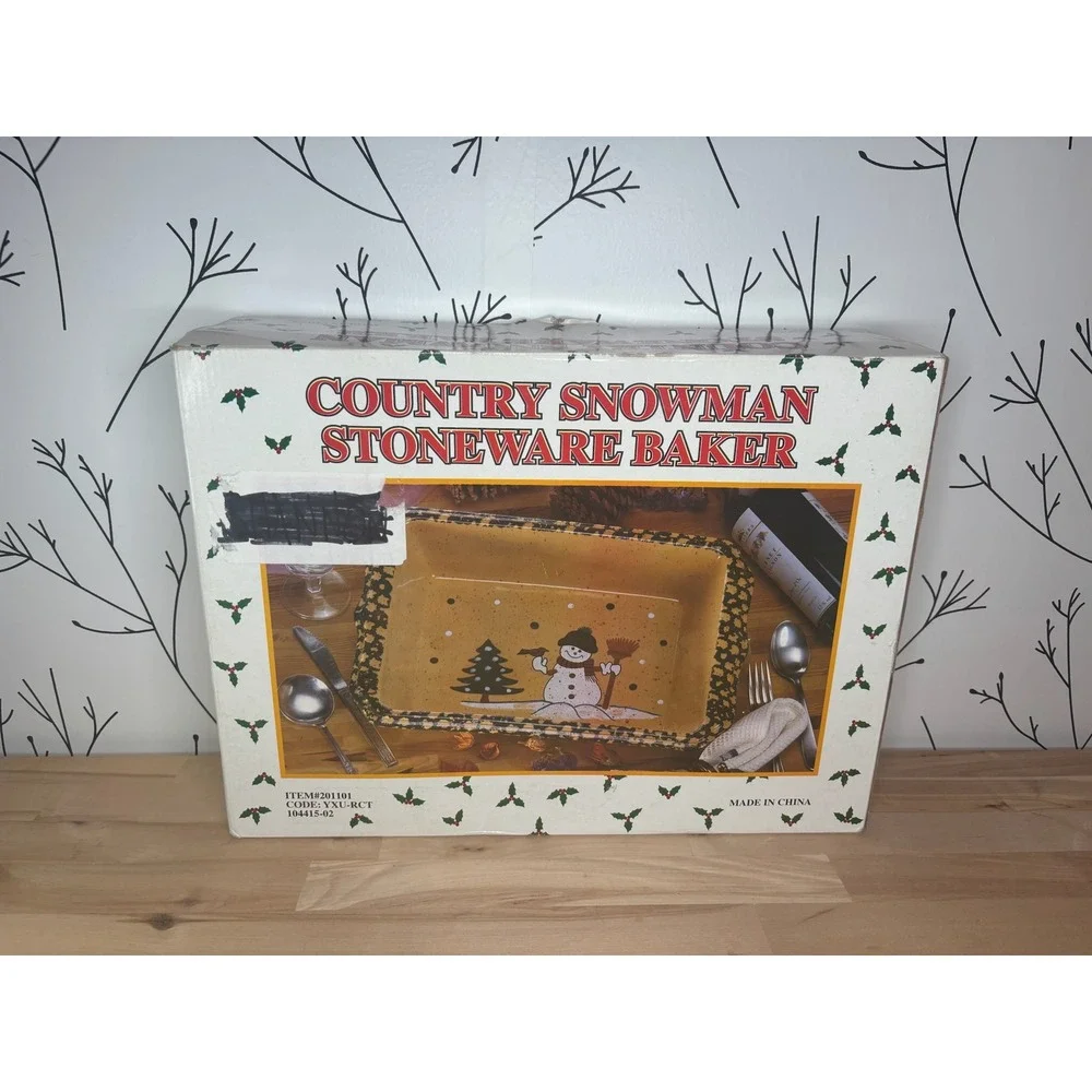LTD Commodities Country Snowman Stoneware Baker Rectangular Casserole Dish 13x9